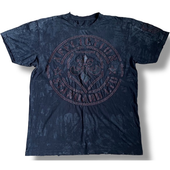 Affliction Other - Affliction Mens T Shirt Black Fleur De Lis Embroidered L Graphic Y2K Distressed